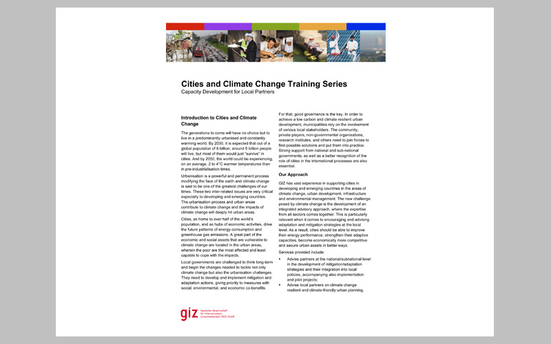 Cities and Climate Change Training Series