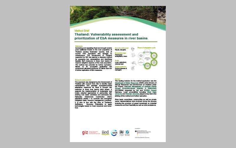 Method Brief “Thailand: Vulnerability Assessment and Prioritization of EbA Measures in River Basins