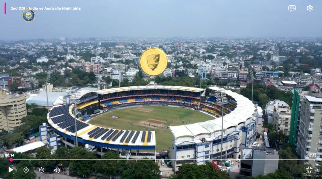 The stadium’s rooftop solar PV system from a bird’s eye perspective